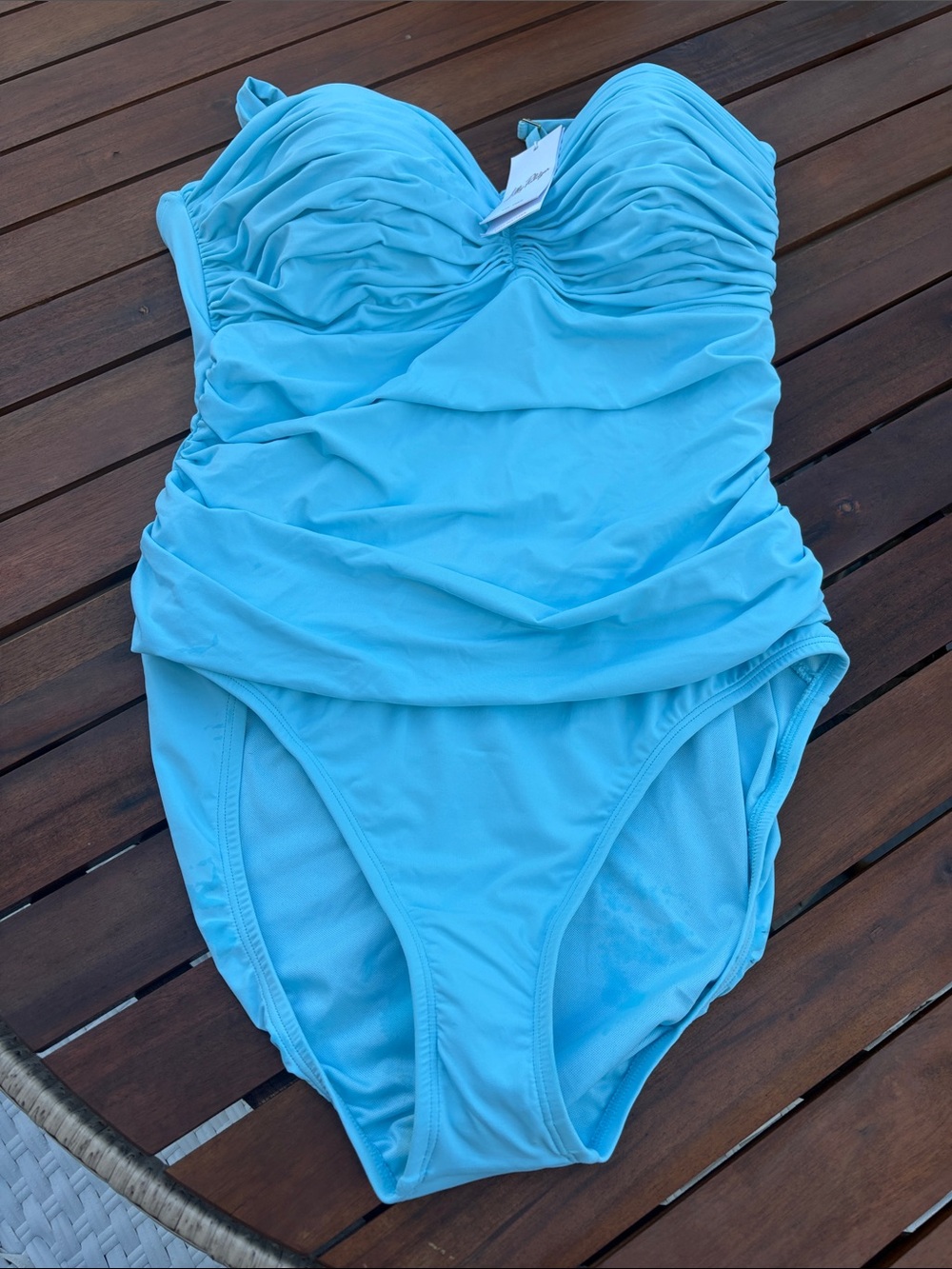 Lilly Pulitzer Light Blue Ruched One-Piece Swimsuit NWT 16